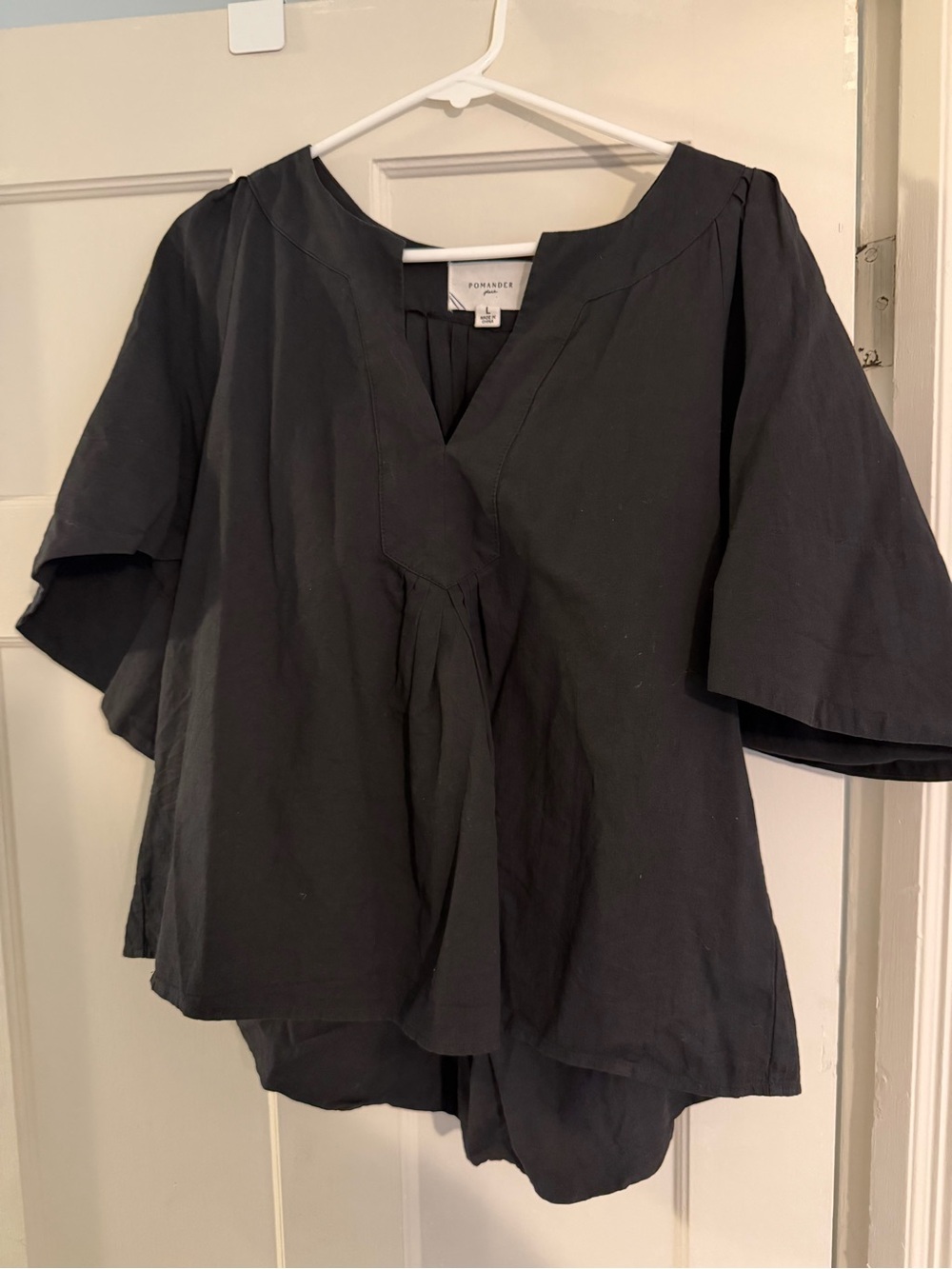 Pomander Place Black V-Neck Flutter Sleeve Blouse